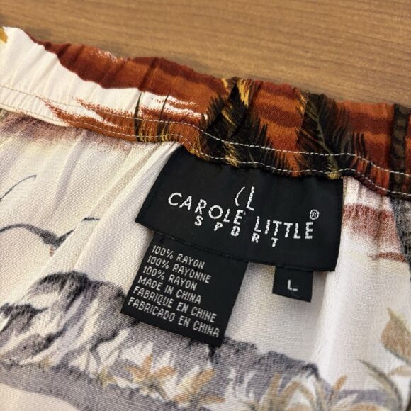 VTG Carole Little Sport Rayon Wrap Skirt Paradise Island Tropical SZ Large - Picture 5 of 8